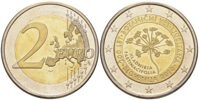 Словения 2 евро 2010 200 лет ботаническому саду Любляны KM 94 биметалл UNC 4185-626