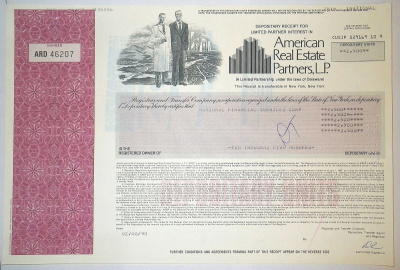 США, American Real Estate Partners (AREP), L.P. 2500 акций 1990 бумага 8805-64-1