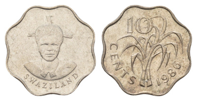 Свазиленд 10 центов 1986 KM 41 медно-никель UNC 4674-1258