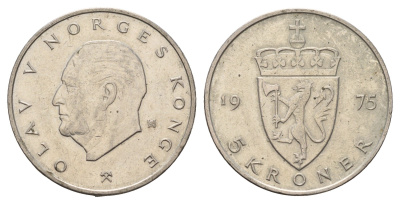 Норвегия 5 крон 1975 Улаф V (1958-1991) KM 420 медно-никель 79-146