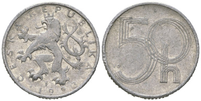 Чехия 50 геллеров 1993 KM 3 алюминий 4621-551