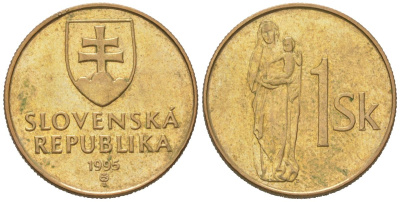 Словакия 1 крона 1995 MK KM 12 сталь плакированная бронзой 206-133