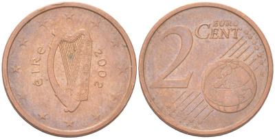 Ирландия 2 евроцента 2002 KM 33 сталь плакированная медью 4614-722