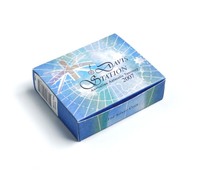 Австралия 1 доллар 2007 60 лет станции Дэвис, австралийские антарктические территории, ледокол, цветная эмаль, коробка PROOF SH2