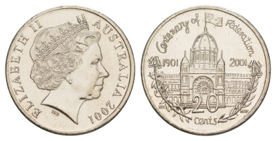 Австралия 20 центов 2001 Столетие Федерации - Виктория KM 556 медно-никель UNC 4652-523