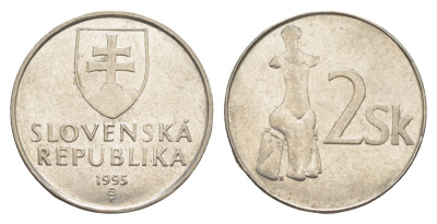 Словакия 2 кроны 1995 MK KM 13 сталь плакированная никелем 4638-235