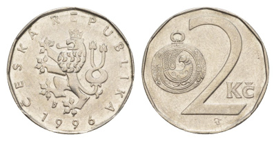 Чехия 2 кроны 1996 KM 9 сталь плакированная никелем aUNC 4632-527