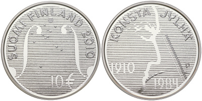 Финляндия 10 евро 2010 100 лет со дня рождения Константа Юлха, фолк-виртуоз KM 157 серебро  PROOF  1095-4-14