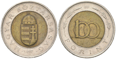 Венгрия 100 форинтов 1997 BP KM 721 биметалл 4616-1153