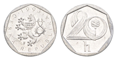 Чехия 20 геллеров 1993 KM 2.1 алюминий 4649-654