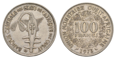 Западная Африка (BCEAO) 100 франков 1973 KM 4 никель 4656-916