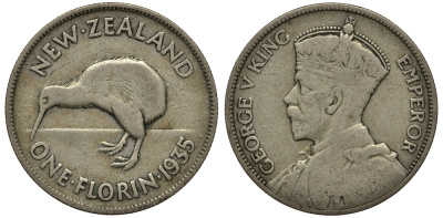 Новая Зеландия 1 флорин 1935 Георг V (1910-1936), Киви KM 4 серебро 272-1412