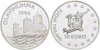 Финляндия 10 евро 1996 крепость Олавинлинна серебро PROOF 3896-915