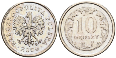 Польша 10 грошей 2000 MW KM 279, Parchimowicz 704g медно-никель 4580-636