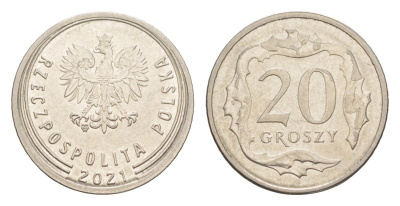 Польша 20 грошей 2021 Y 972 медно-никель UNC 4625-1258