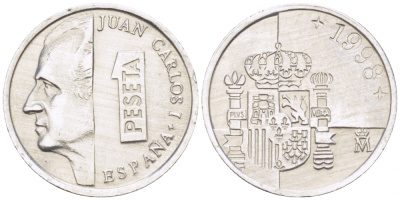 ИСПАНИЯ 1 ПЕСЕТА 1998 ХУАН КАРЛОС I (1975-) KM 832 алюминий 3309-167