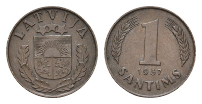 Латвия 1 сантим 1937 KM 10 бронза 4679-217