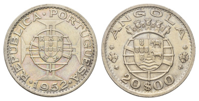 Ангола 20 эскудо 1952 KM 74 серебро 1519-242