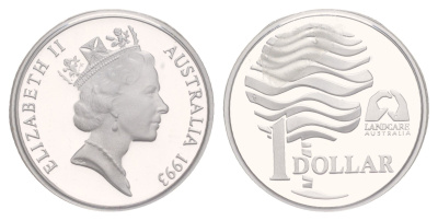 Австралия 1 доллар 1993 Landcare Australia — организация по защите окружающей среды KM 208a серебро PROOF 11-070-26