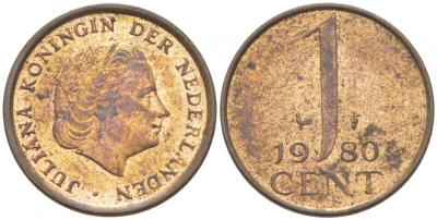 Нидерланды 1 цент 1980 Юлиана (1949-1980) KM 180 бронза 3457-1056
