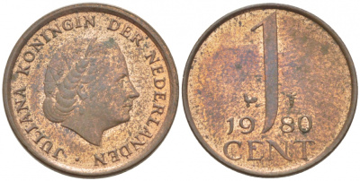 Нидерланды 1 цент 1980 Юлиана (1949-1980) KM 180 бронза 3457-1047