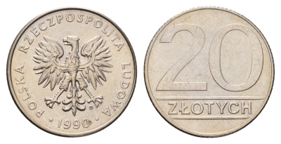 Польша 20 злотых 1990 Y 153.2 медно-никель UNC 3459-716