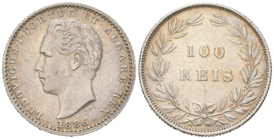 Португалия 100 реалов 1886 Луиш I (1861-1889) KM 510 серебро 272-1735