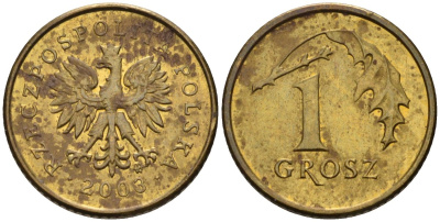 Польша 1 грош 2003 MW KM 276, Parchimowicz 701l латунь 4580-456