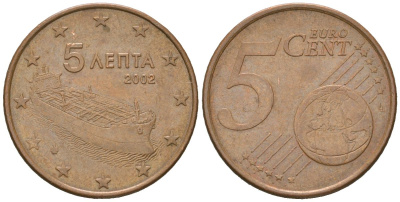 Греция 5 евроцентов 2007 KM 183 сталь плакированная медью 4539-1027