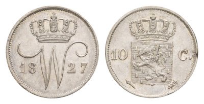 Нидерланды 10 центов 1827 Виллем I (1815-1840) KM 53 серебро 1520-831