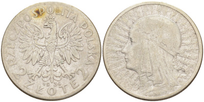 Польша 2 злотых 1934 W, Ядвига KM 20, Parchimowicz 110c  серебро 106-552