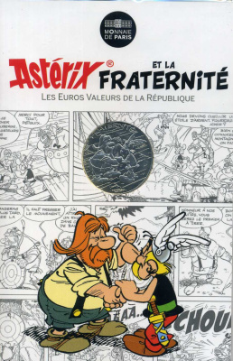 Франция 10 евро 2015 серия Астерикс и свобода, Астерикс и швейцарец, в оригинальном буклете KM NEW серебро UNC 1-4-3-14