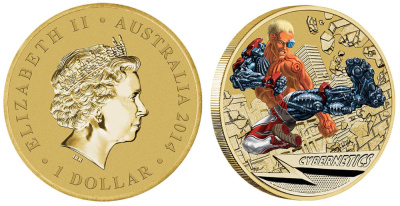 Австралия 1 доллар 2014 серия сверхспособности, кибернетика, цветная эмаль KM NEW алюминиевая бронза UNC M44-3