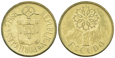 Португалия 1 эскудо 1988 KM 631 никель латунь 4147-622
