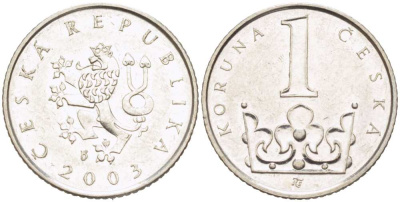 ЧЕХИЯ 1 КРОНА 2003 KM 7 сталь плакированная никелем 217-551