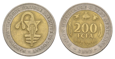 Западная Африка (BCEAO) 200 франков 2003 KM 14 биметалл 4619-516