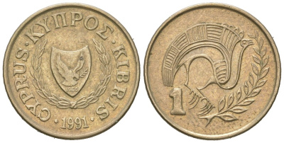 Кипр 1 цент 1991 KM 53.3 никель латунь 4621-534