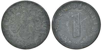 ГЕРМАНИЯ 1 РЕЙХСПФЕННИГ 1942 A J 369, KM 97 цинк 72-1667