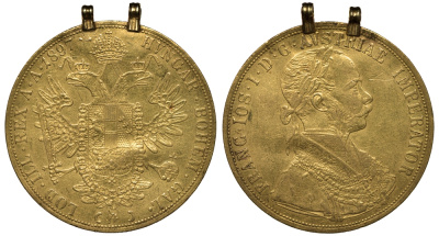 Австрия 4 дуката 1897 Франц Иосиф II (1848-1916), на подвеске KM 2276 золото 10-017-17