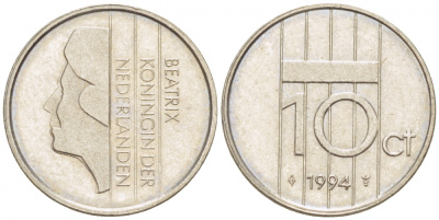 НИДЕРЛАНДЫ 10 ЦЕНТОВ 1994 БЕАТРИКС KM 202 бронза 3457-1237