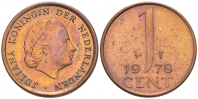НИДЕРЛАНДЫ 1 ЦЕНТ 1978 ЮЛИАНА KM 180 бронза 3718-153