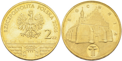 Польша 2 злотых 2006 MW, серия польские города, Бохня (BOCHNIA) KM 543, Parchimowicz 987 латунь 4589-551