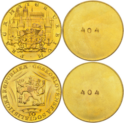 Чехословакия 10 дукат (односторонний чекан) 1978 600 лет со дня смерти Карла IV (1378-1978) KM M31 позолоченная латунь UNC 00-805-19