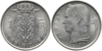 БЕЛЬГИЯ 1 ФРАНК 1979 BELGIQUE KM 142.1 медно-никель 65-1133