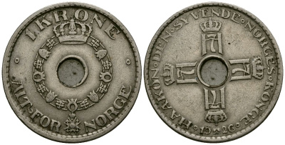 Норвегия 1 крона 1926 Хокон VII (1905 - 1957) KM 385 медно-никель 4582-115