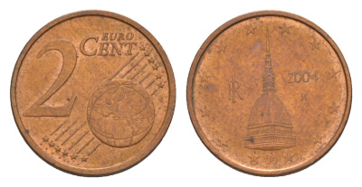 Италия 2 евроцента 2004 KM 211 сталь плакированная медью 4630-457