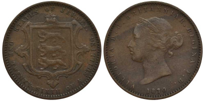 Джерси 1/26 шиллинга 1870 Виктория (1837-1901) KM 4 бронза 650-642