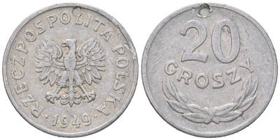 Польша 20 грошей 1949 Y 43a алюминий 99-825