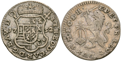 Нидерланды Австрийские 2 эскалинса 1752 KM 16 серебро 272-1031