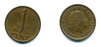 Нидерланды 1 цент 1964 Юлиана (1949-1980) KM 180 бронза 76-262
